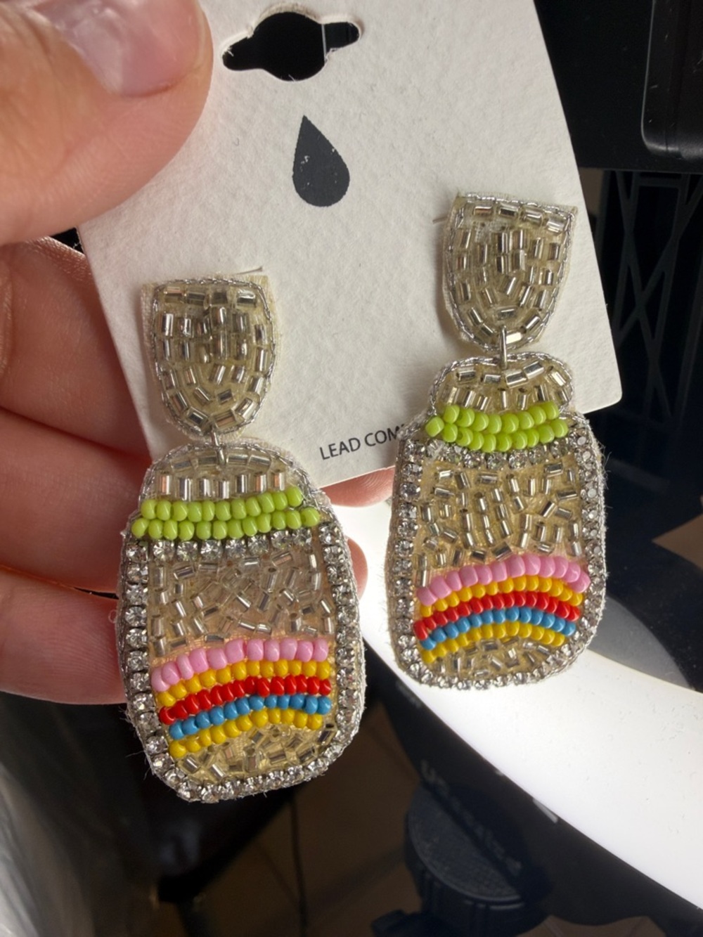 Beaded Multi-Color Drop Earrings - Neon Accents